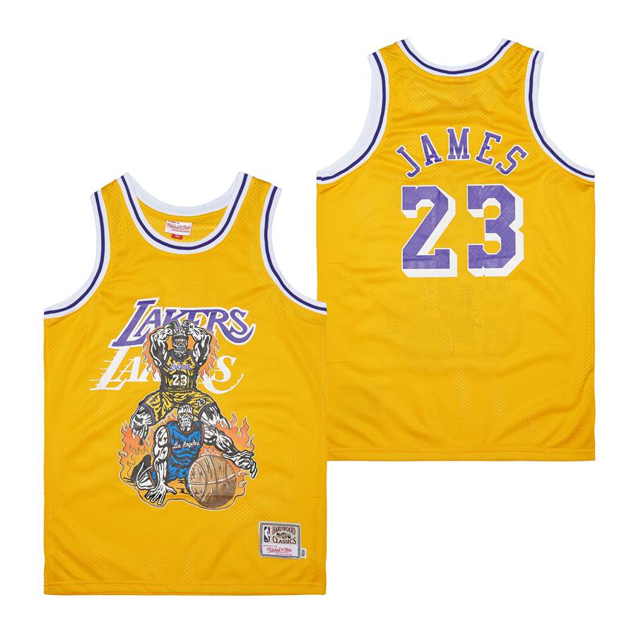 Men Los Angeles Lakers #23 James Yellow 2022 Nike Game NBA Jerseys style 3